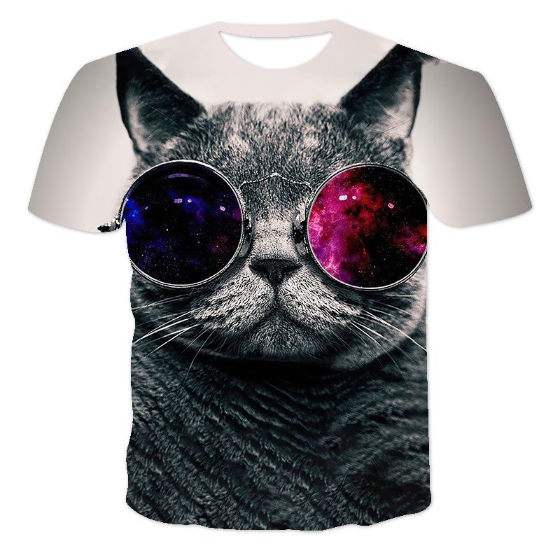 Summer Kawaii Cat Men Women Oversized T-Shirt Loose Short Sleeve