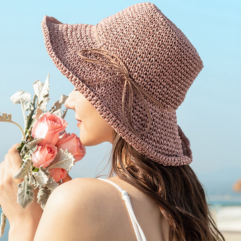 Straw Hat Sunshade Foldable Travel Beach Straw Hat