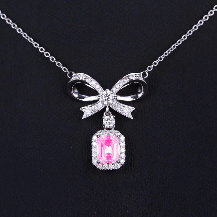 High Jewelry Imitation Natural Yellow Diamond Bow Pendant Women