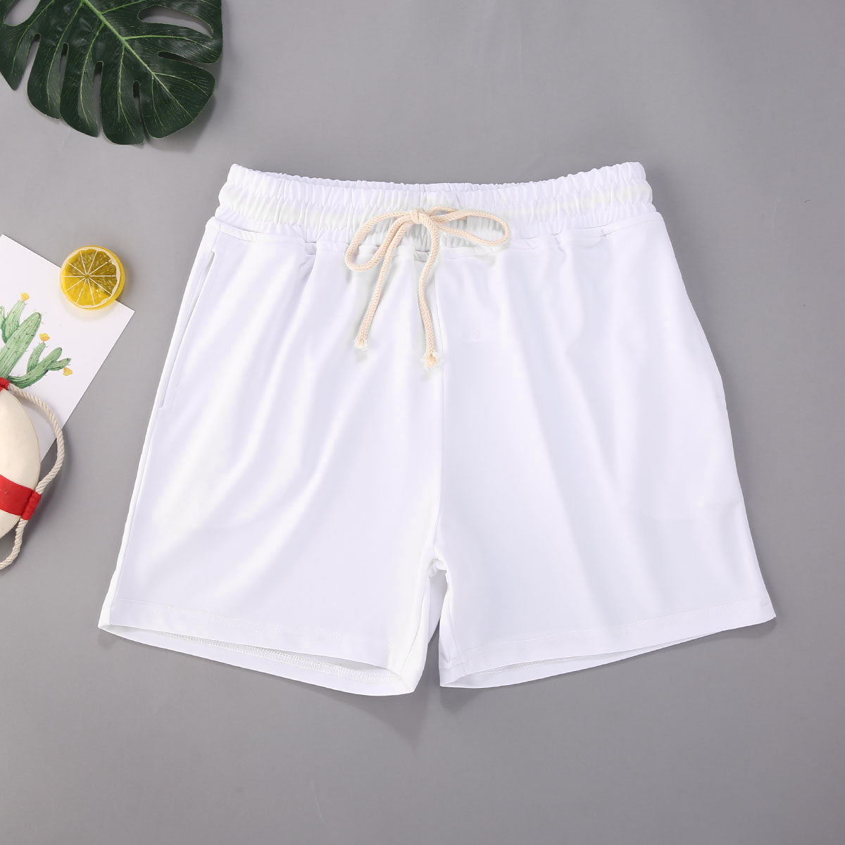 Beach Style Men's Swimming Shorts Solid Color Shorts Men