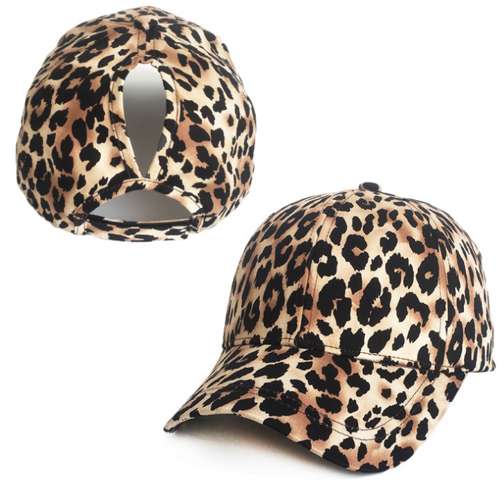 Ladies Leopard Print Hats Wholesale Custom Ponytail Baseball