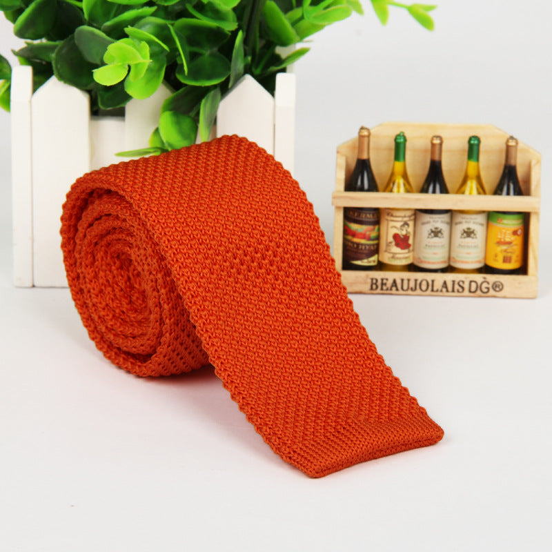 Solid-color knitted tie for men