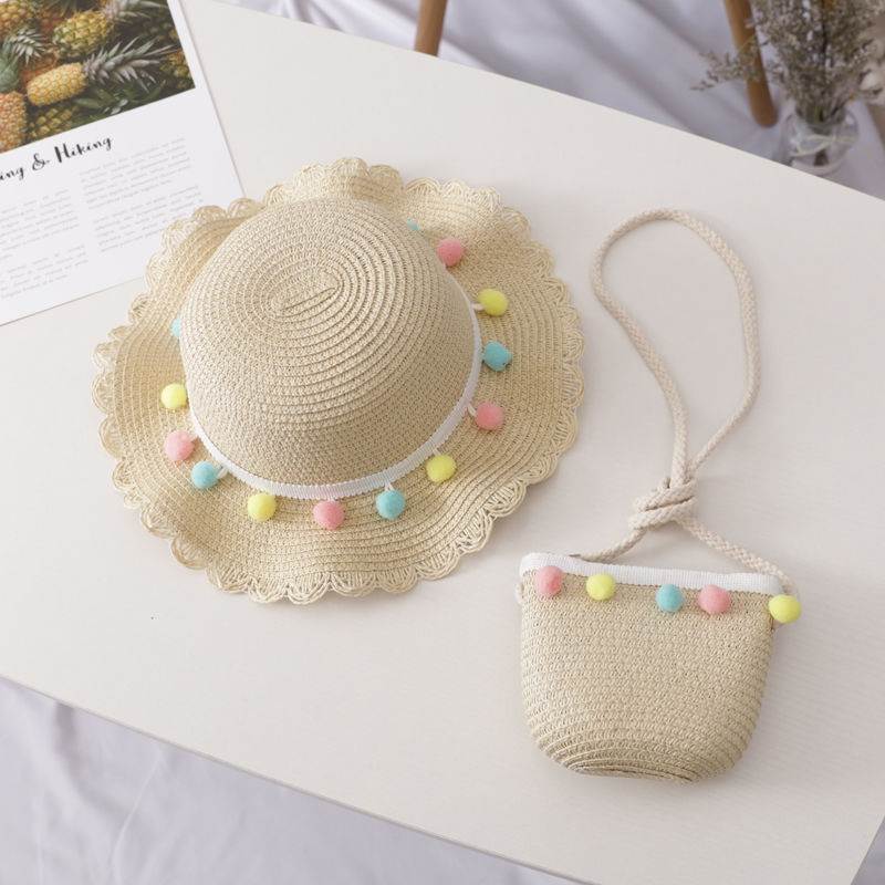 Girls straw sun hat