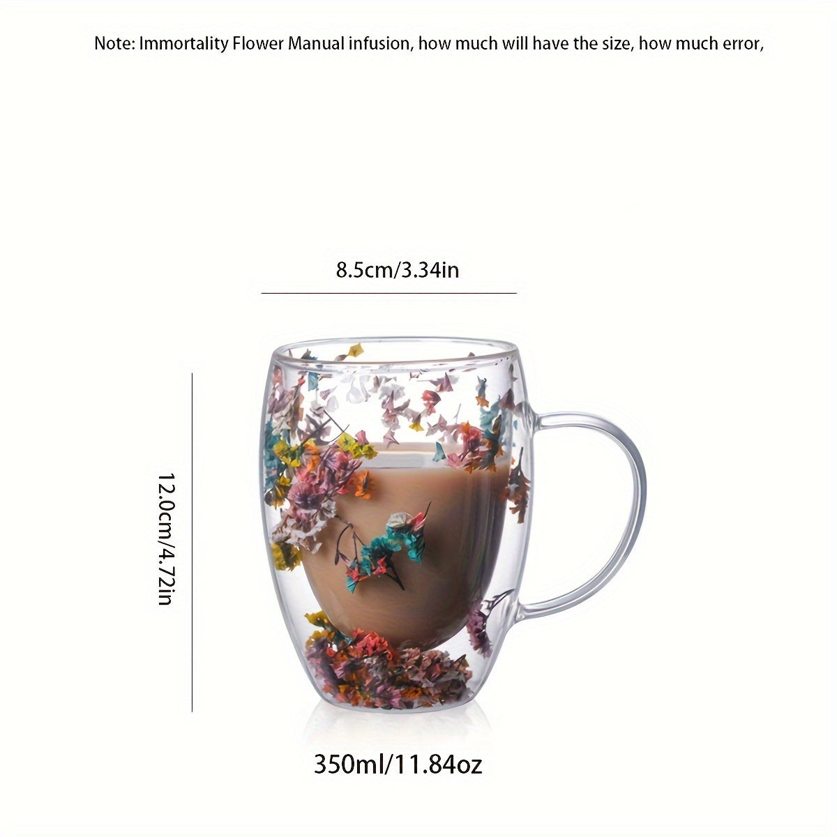 2-4-6pcs 11.830z Double-walled Glass Coffee Cup, with Dried Flowers, Insulation, Can be Repeatedly Used for Espresso, Iced Coffee and Juice - Hand Washing Only, for Return School