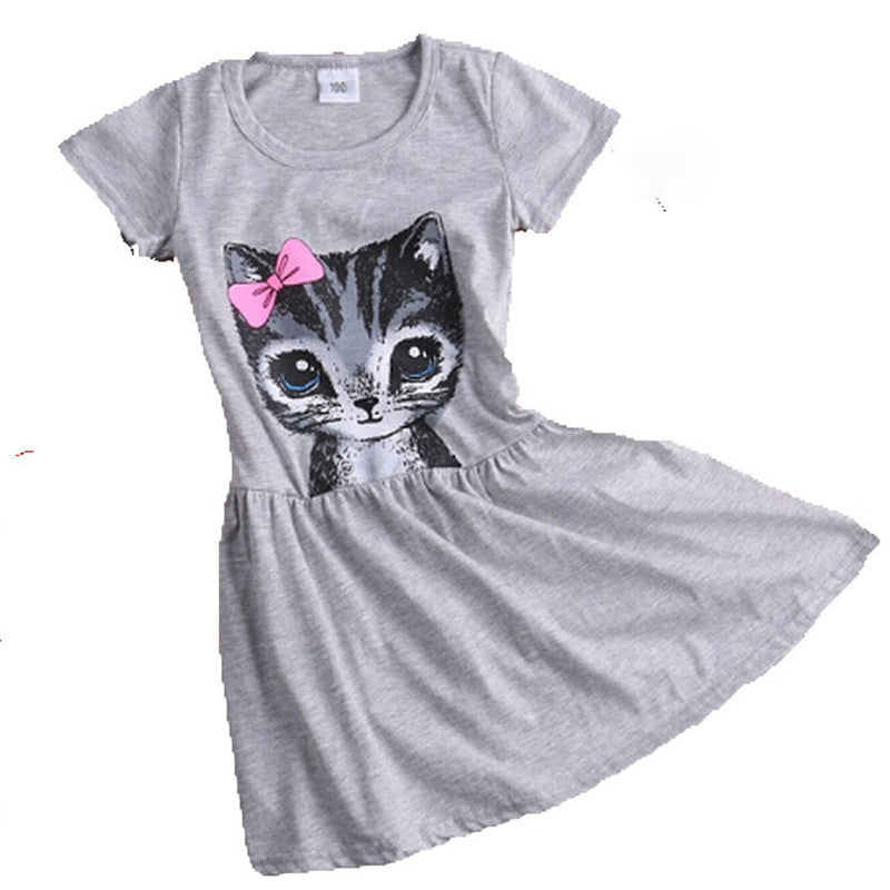 Robe à noeud de chat imprimées pour fille