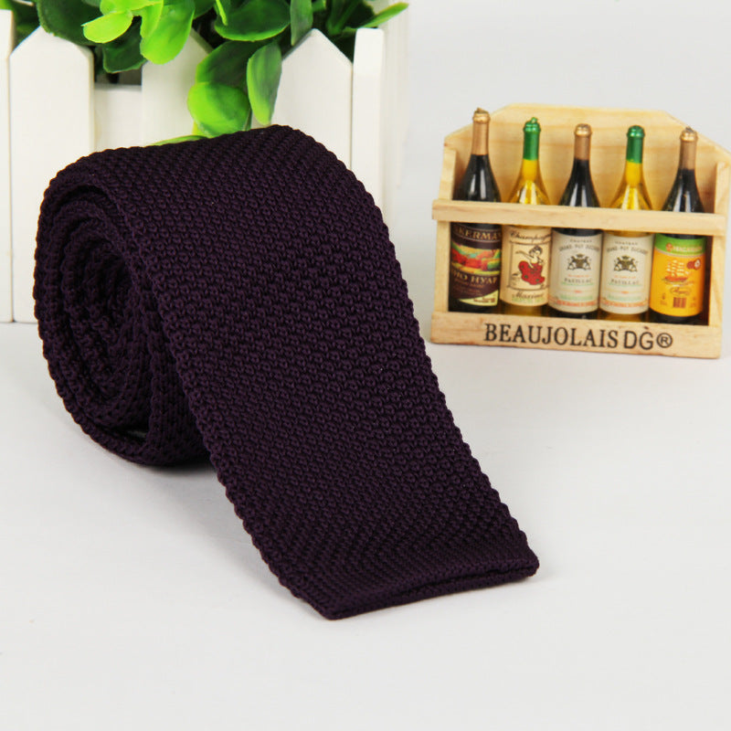 Solid-color knitted tie for men