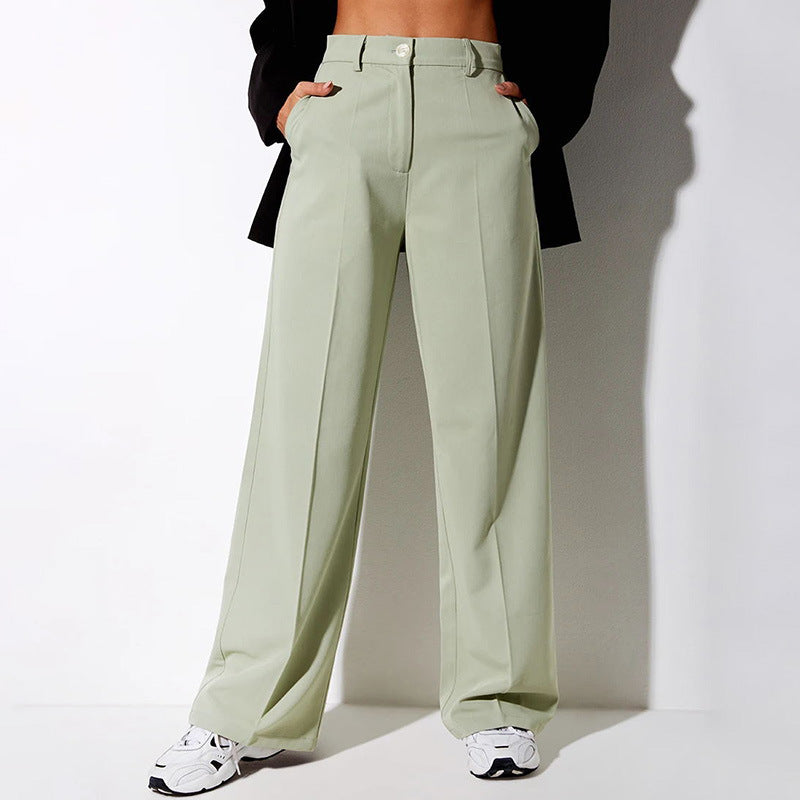 All-match solid color slim long pants women