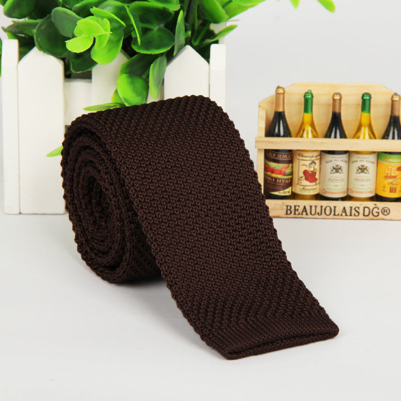 New solid color knitted tie men