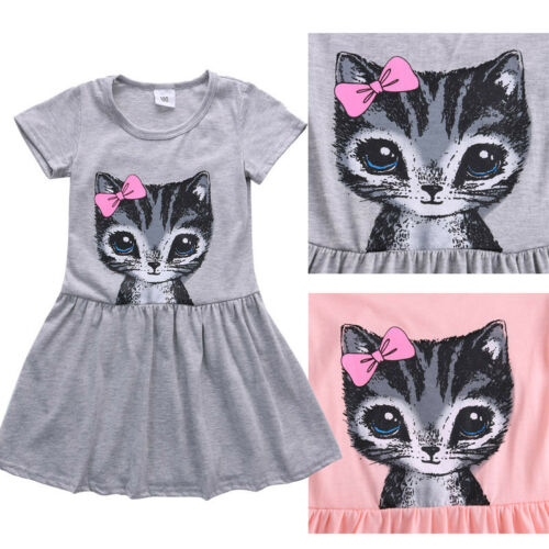 Robe à noeud de chat imprimées pour fille