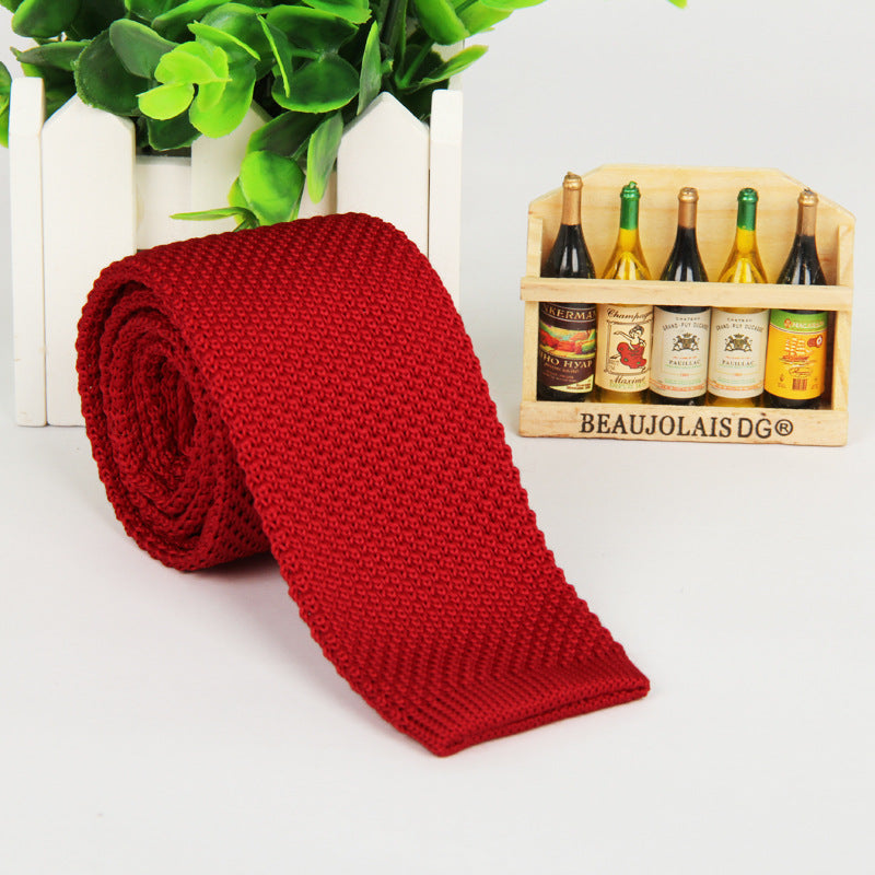 Solid-color knitted tie for men