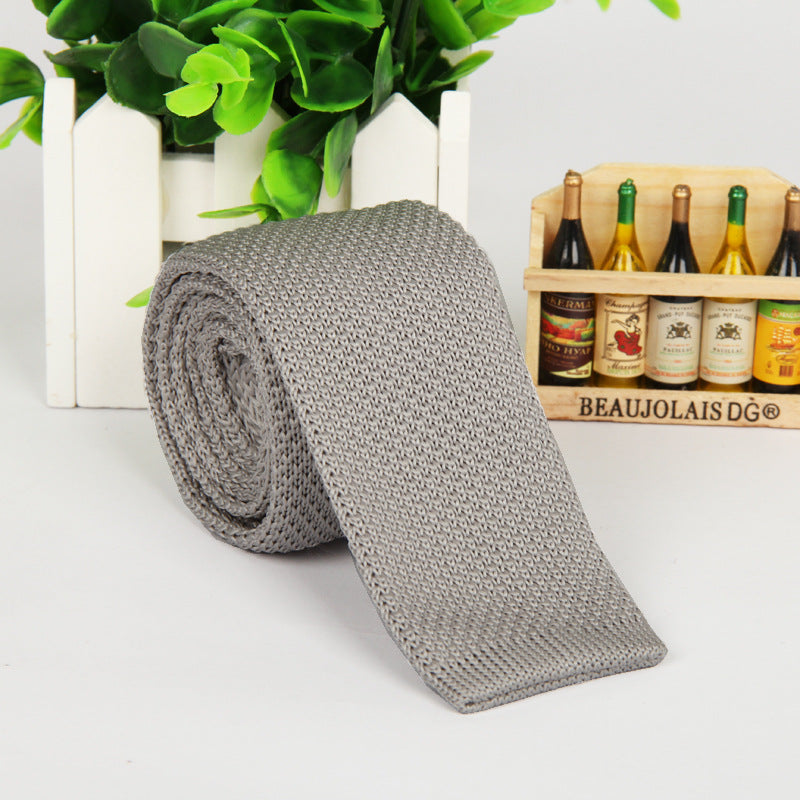 New solid color knitted tie men