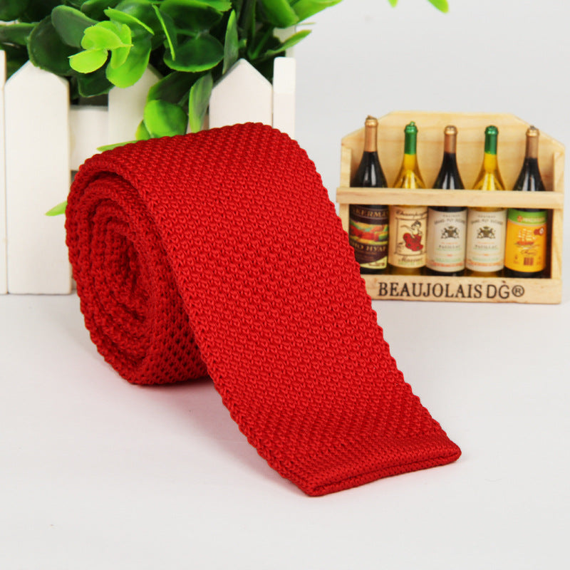 New solid color knitted tie men