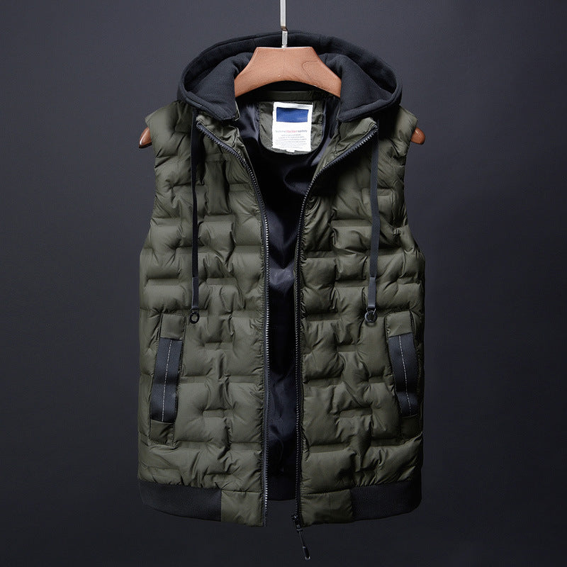 Male Vest Hooded Winter Warm Coat Men Waistcoat