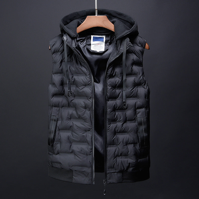 Male Vest Hooded Winter Warm Coat Men Waistcoat