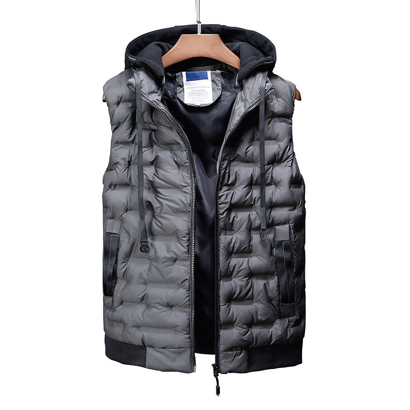 Male Vest Hooded Winter Warm Coat Men Waistcoat