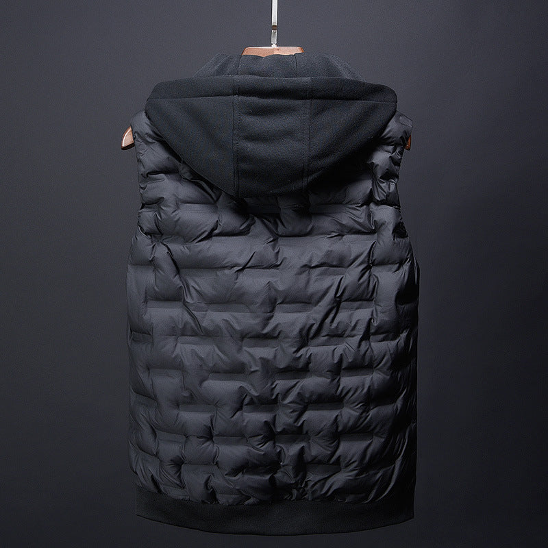 Male Vest Hooded Winter Warm Coat Men Waistcoat