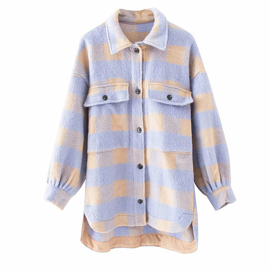 New Loose and Thin Plaid Loose Shirt Jacket Women