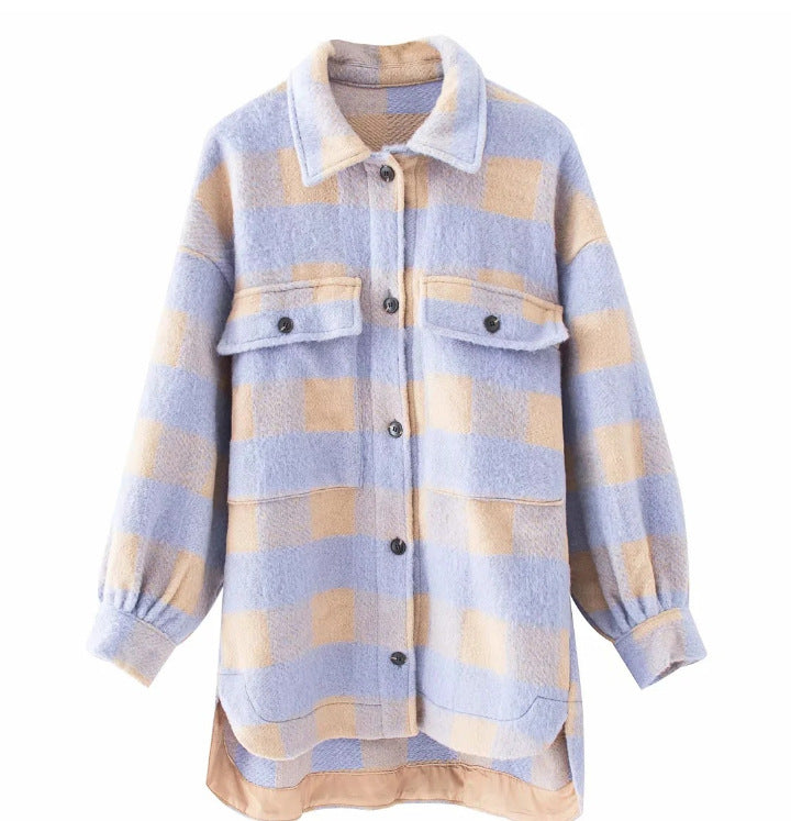 New Loose and Thin Plaid Loose Shirt Jacket Women