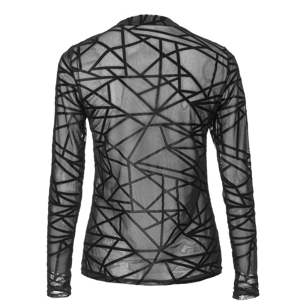 Sexy Women Blouses Transparent Mesh Long Sleeve Tops Tee