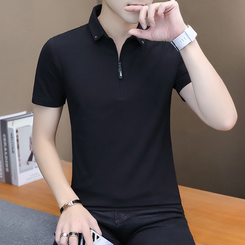 Men's T-shirt Trendy Brand Pure Color Cotton Short Sleeve T-shirt Men