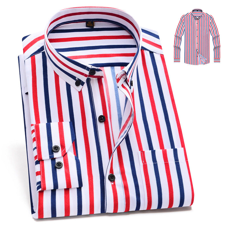 Vertical Stripes Business Casual Shirt Men