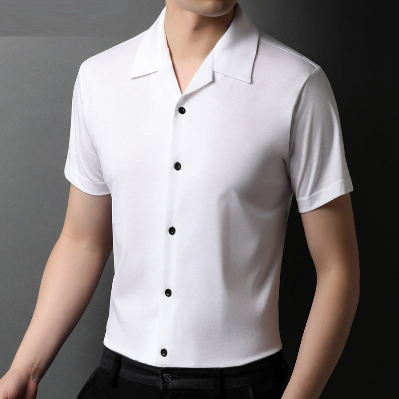 Cuban Collar Shirt Men Summer