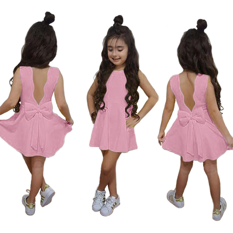 Children'S Clothing 2019 Summer Girls Sleeveless Halter Bow Girl Princess Dress Yp0265