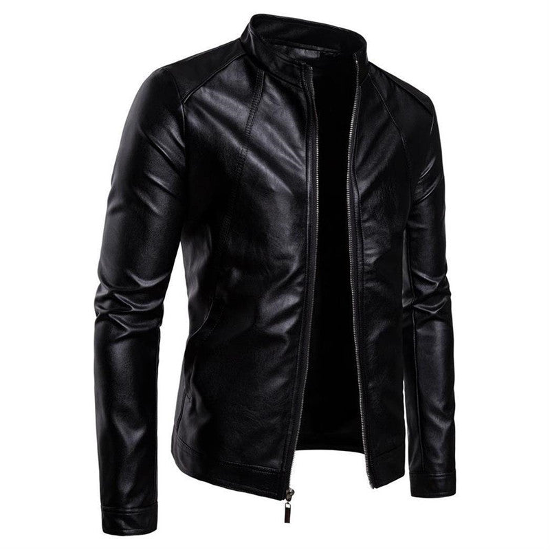 Foreign Trade Stand-Up Collar Sportsman Motorcycle Leather Washed Pu Leather Jacket Coat Men Leather Jacket Coat