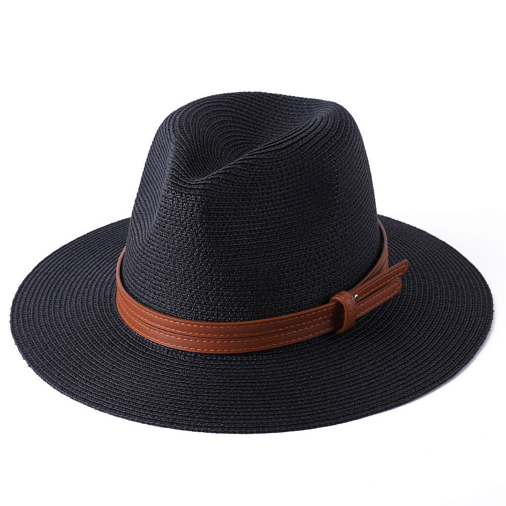 Soft Shaped Straw Hat Women Men Wide Brim Sun  UV Protection Fedora Hat