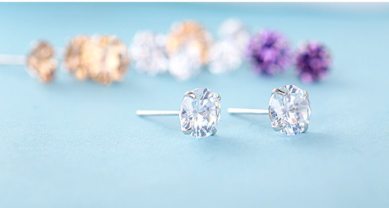 Sterling Silver Stud Earrings For Women Wedding Fine Jewelry Gift