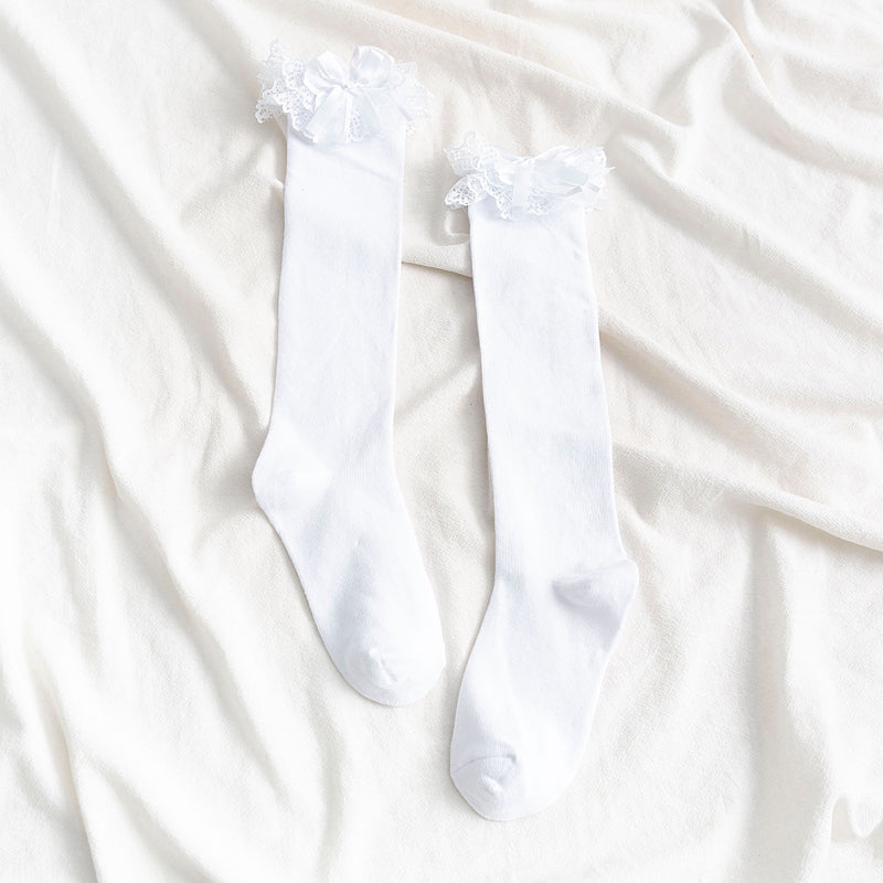 Socks Women's Mid-length Calf Socks White Lace Socks