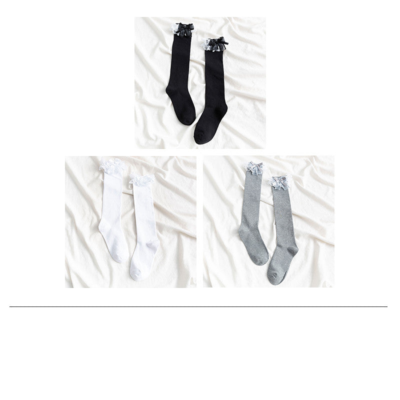 Socks Women's Mid-length Calf Socks White Lace Socks