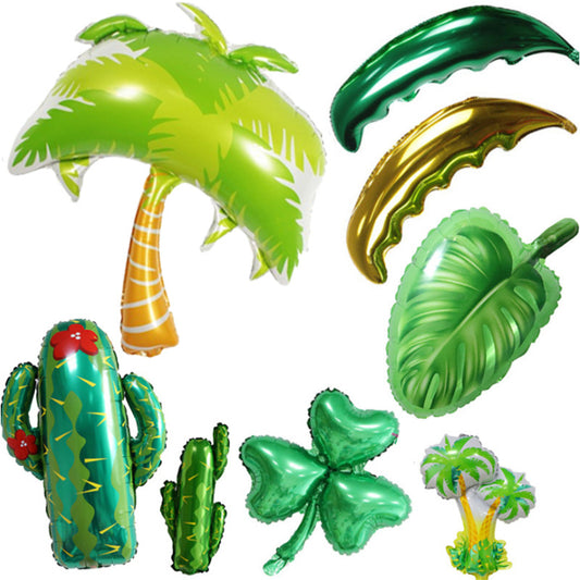 Tropical Plant Coconut Tree Cactus Aluminum Foil Balloon Earth Day Green Theme Decoration Supplies Children Birthday Party Gifts