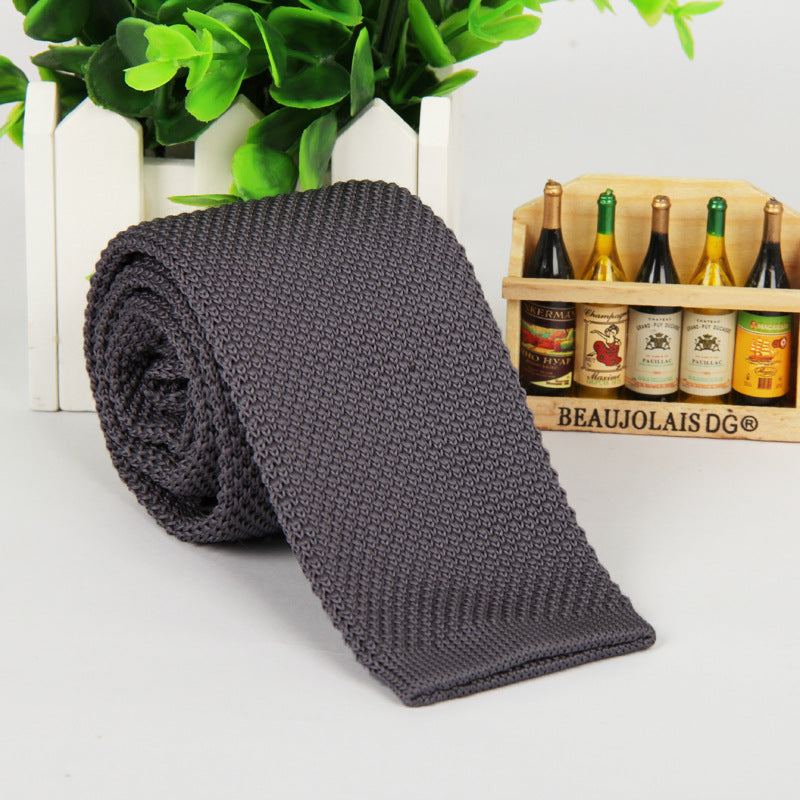 New solid color knitted tie men