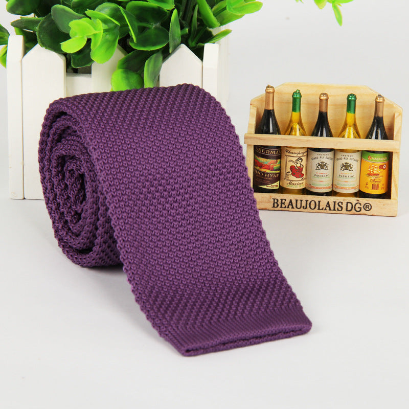 Solid-color knitted tie for men