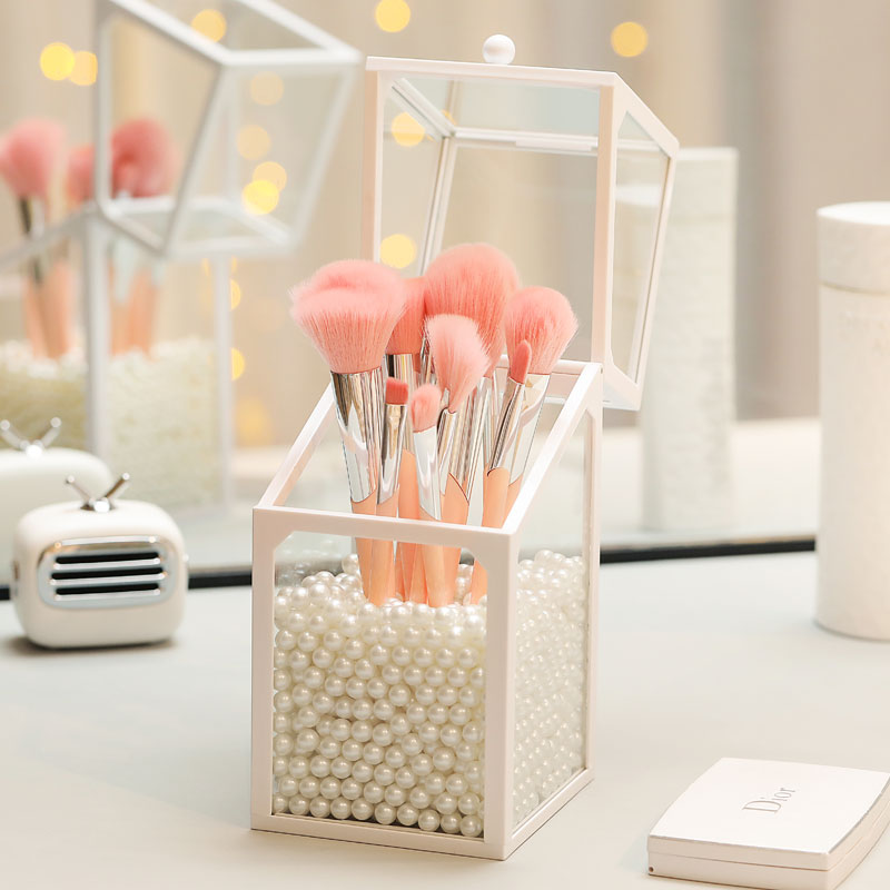 Glass makeup brush bucket