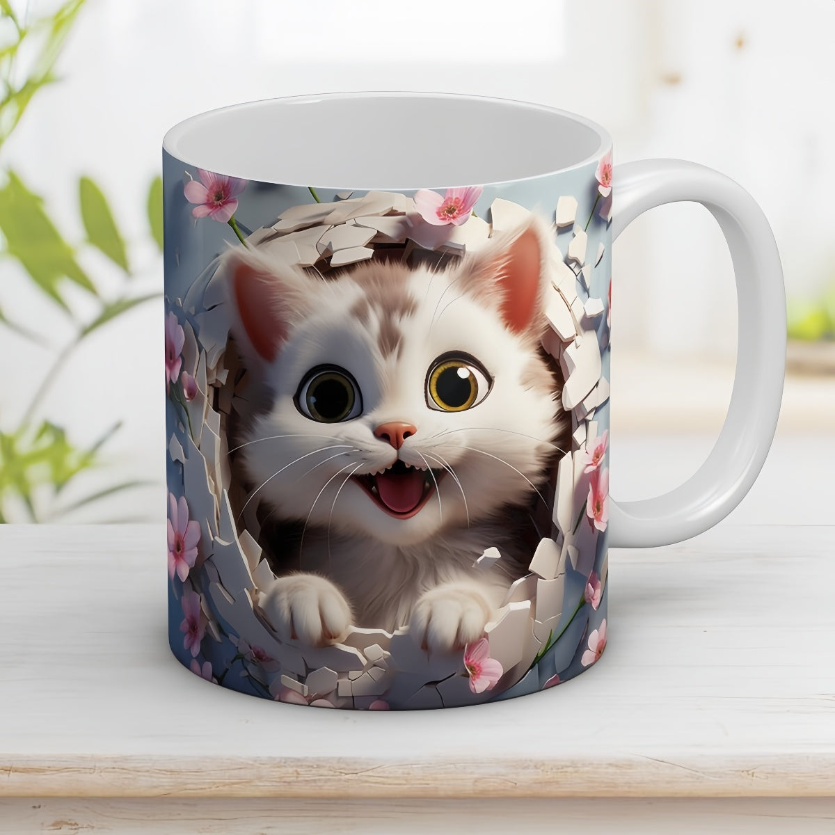 Tasse a café imprimé 3D chaton pour petit déjeuner