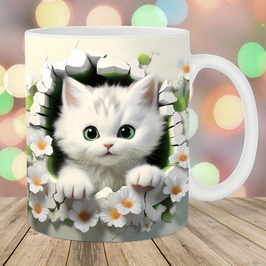 Tasse a café imprimé 3D chaton pour petit déjeuner