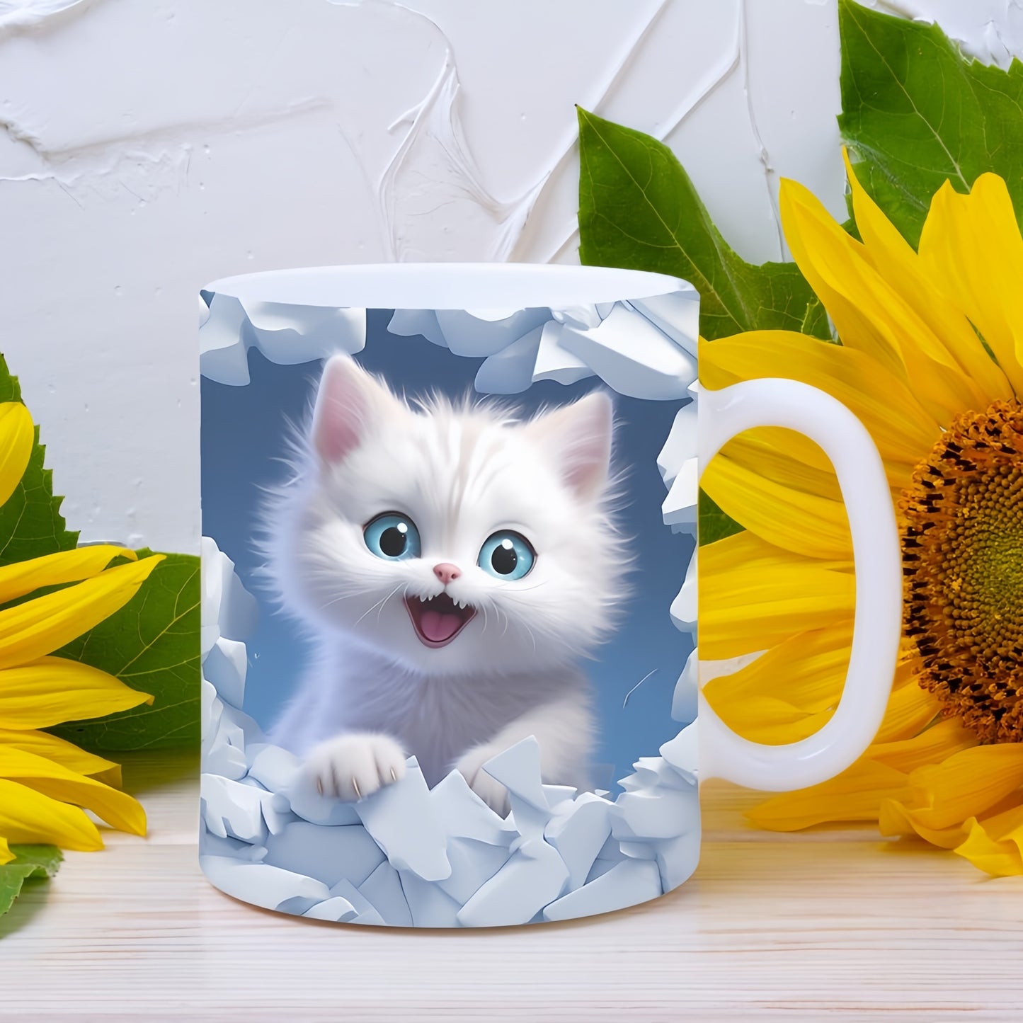 Tasse a café imprimé 3D chaton pour petit déjeuner