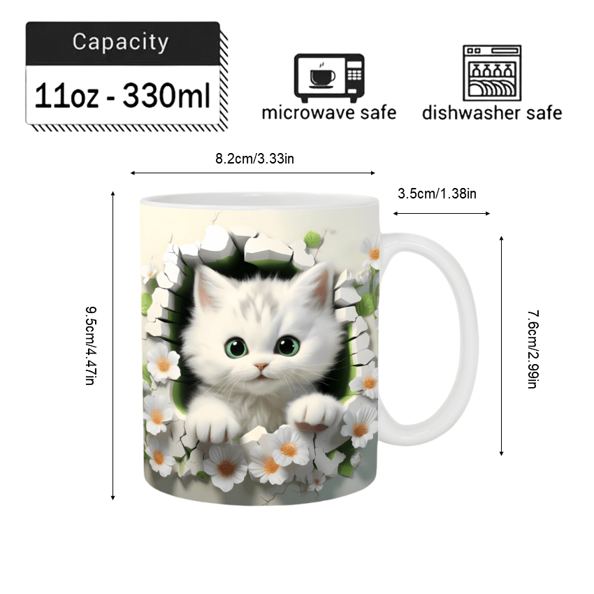 Tasse a café imprimé 3D chaton pour petit déjeuner