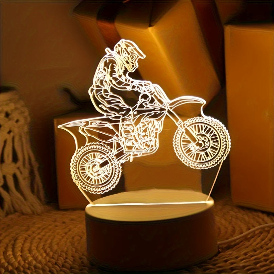 Veilleuse LED moderne 3D motocross tout-terrain. Lampe décorative de table avec alimentation USB