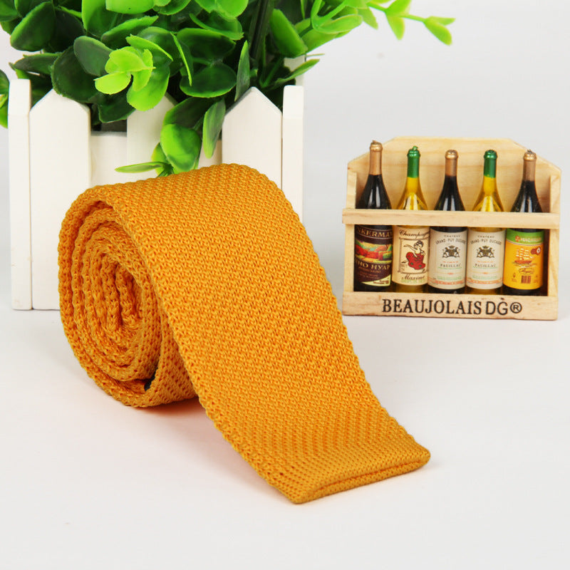 Solid-color knitted tie for men