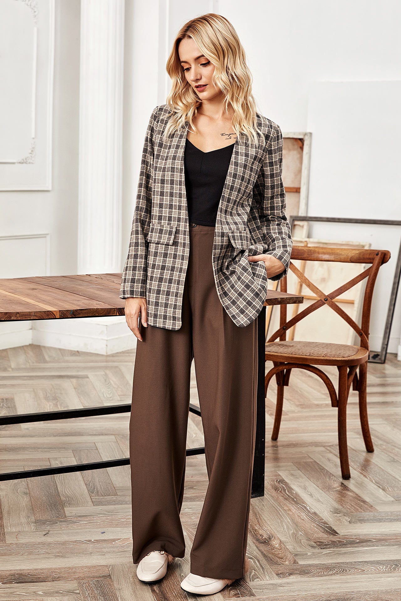 Fall and winter plaid blazer