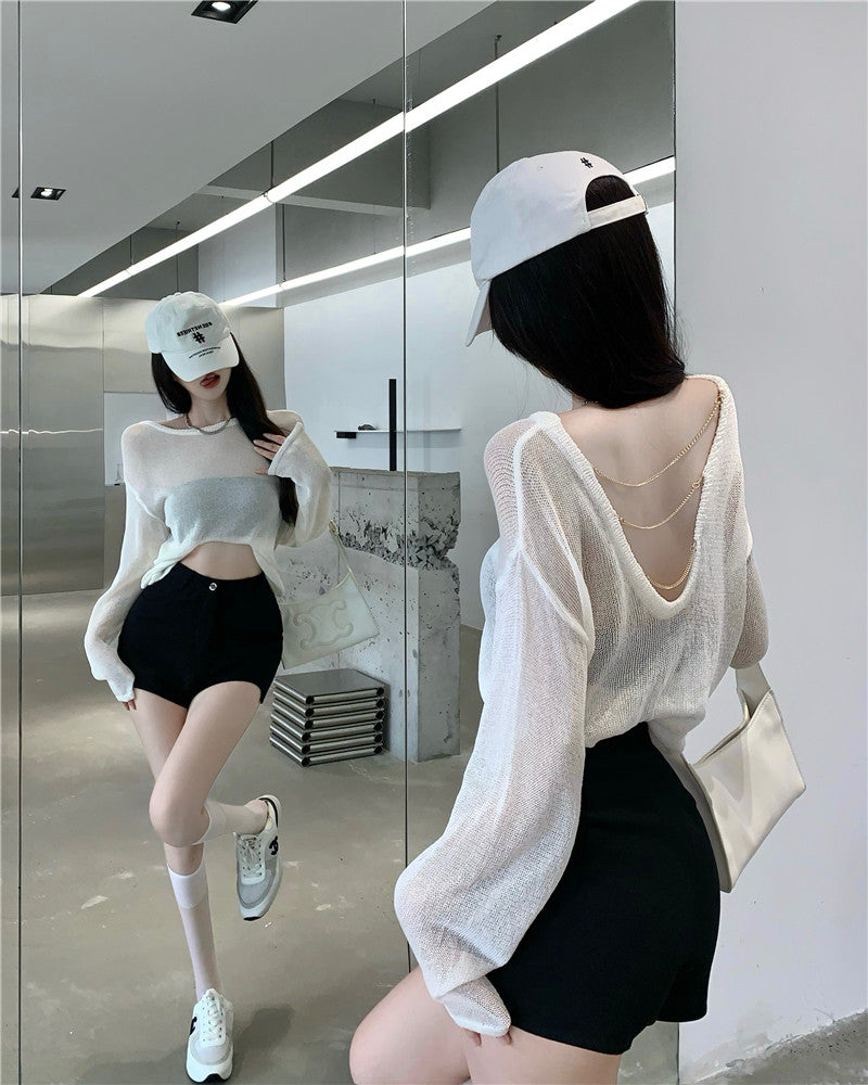 Fashion Personality Thin Chain T-shirt Women Summer