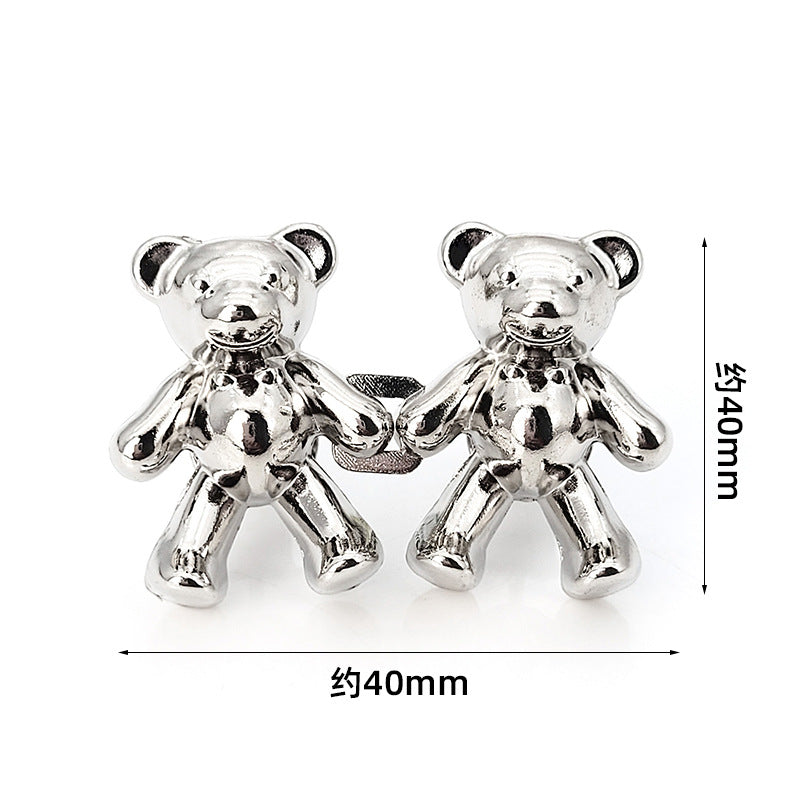 Cute Bear Pin Waist Clip Metal Snap Fastener Pants Pins Detachable Button Sewing-Free Buckle Jeans Reduce Waist Tighten Brooch