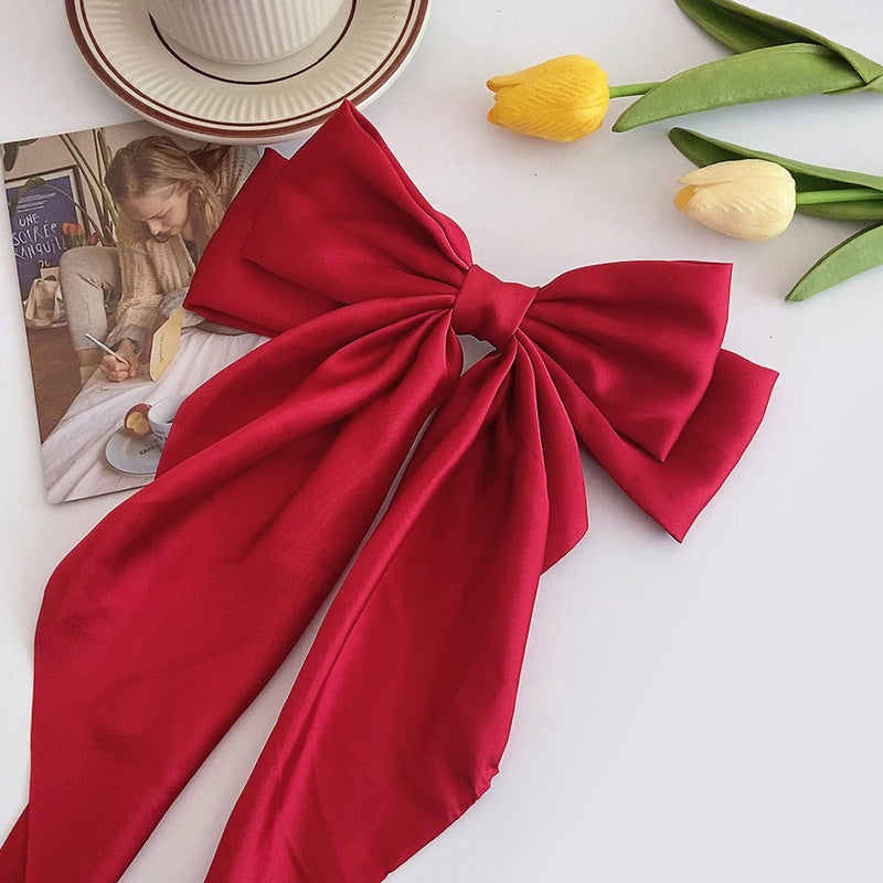 Spring Satin Ribbon Ribbon Hair Clip For Women