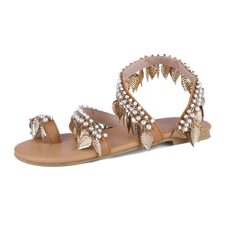 One Word Buckle Rhinestone Sweet Sandals Women