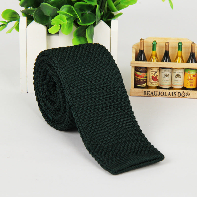 New solid color knitted tie men