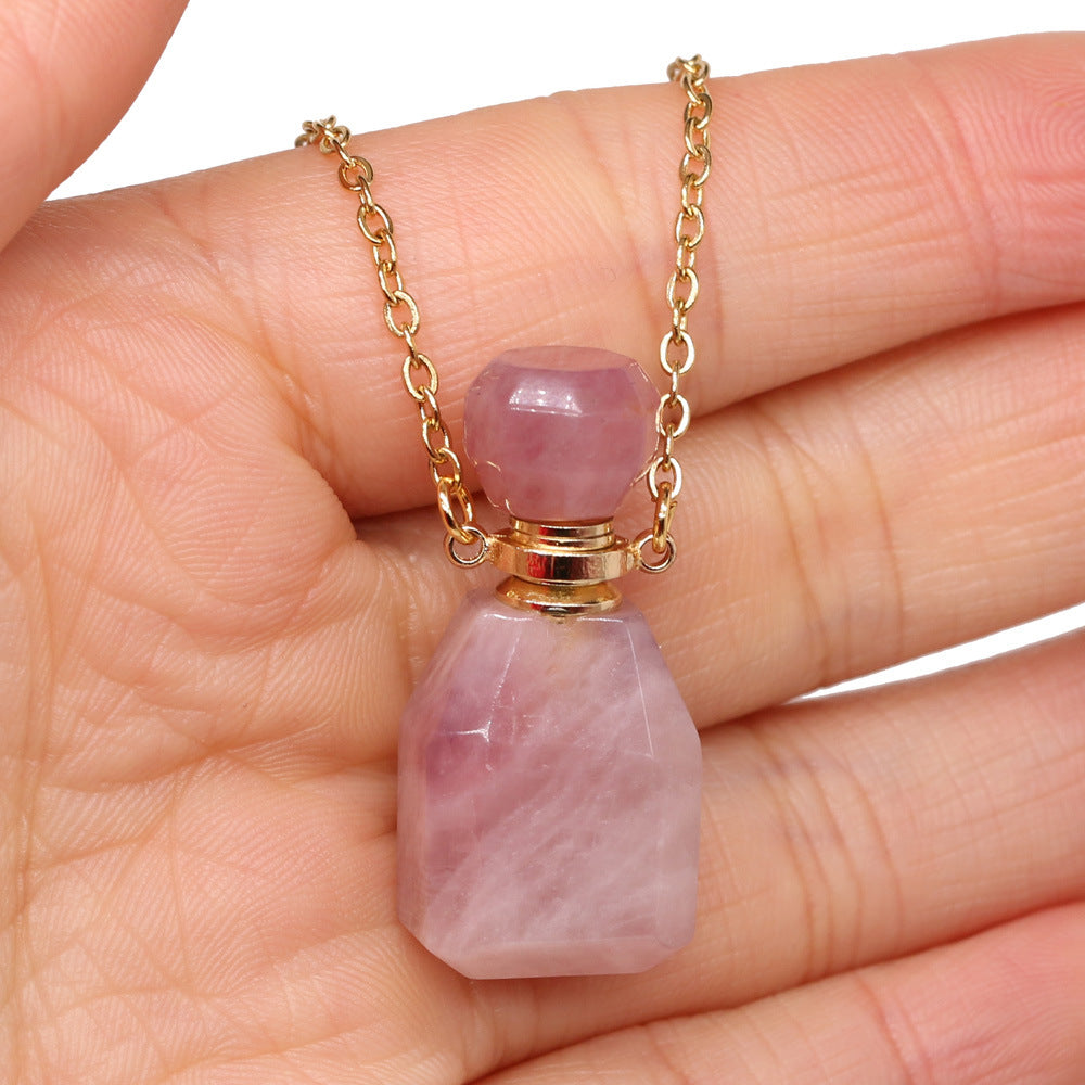 Exquisite Natural Stone Necklace Perfume Bottle Pendant