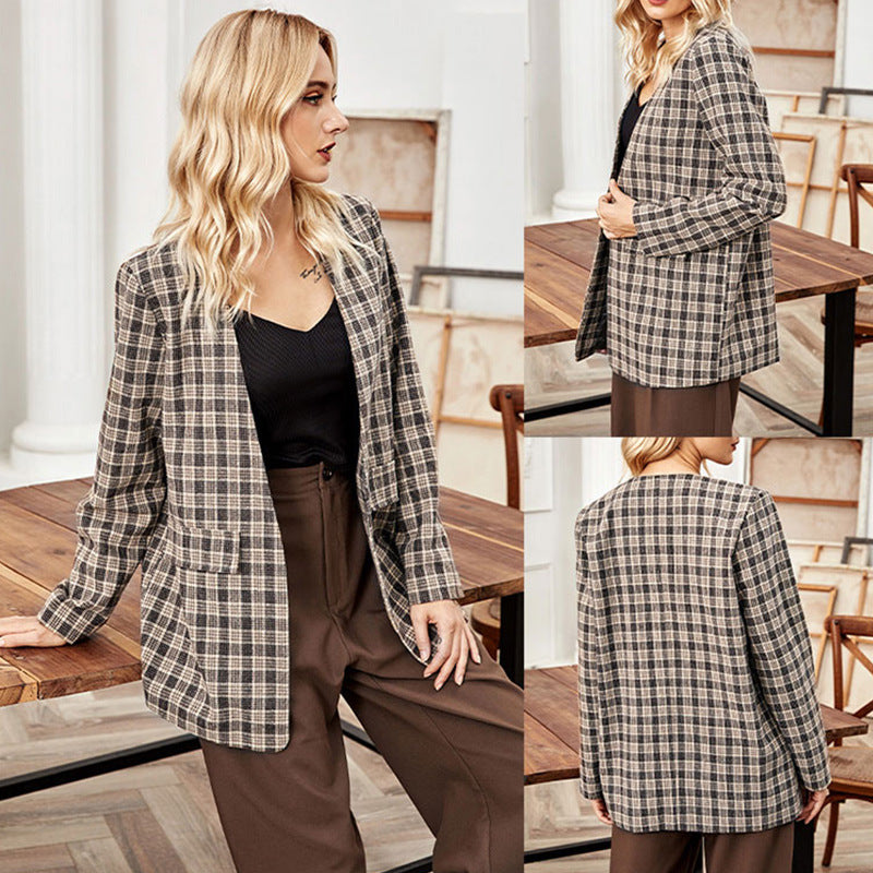 Fall and winter plaid blazer